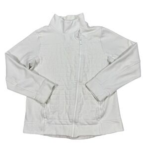 Lululemon Be True Jacket Women's 8 White Cotton Fleece Asymmetrical Relaxed Fit